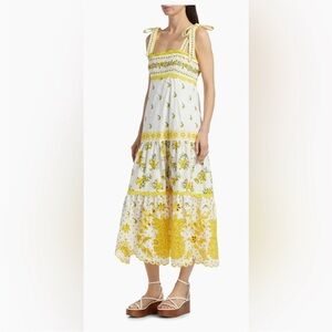 FARM Rio Sicily Richelieu Sleeveless Midi-Dress